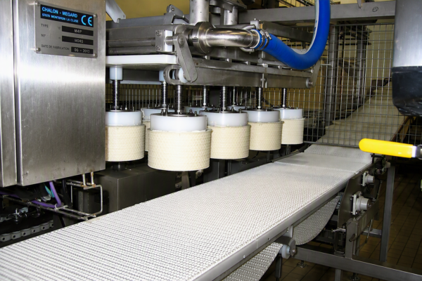 Vacuum unmolding heads above the conveyor